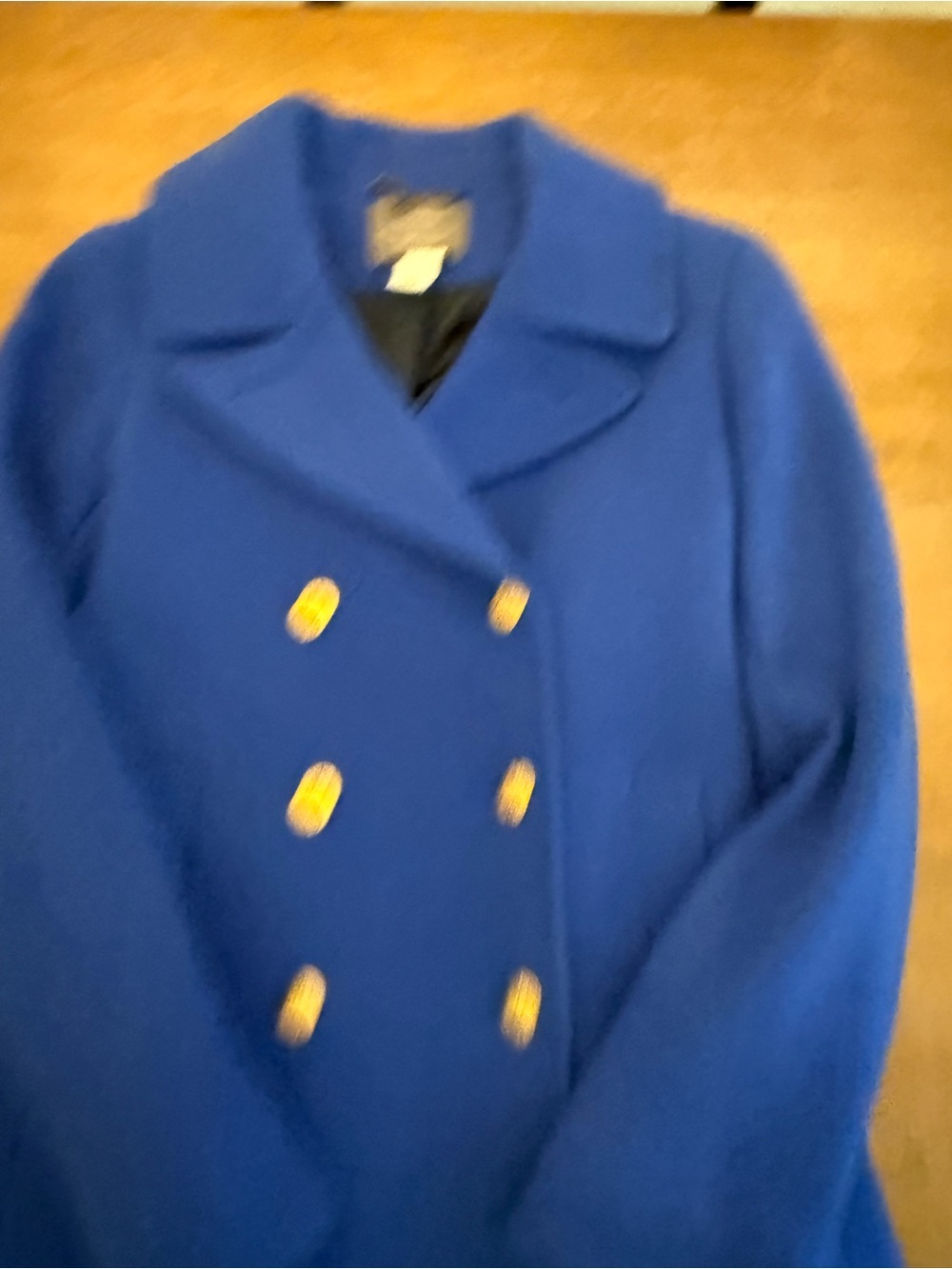 J. Crew Double-Breasted Royal Blue Peacoat with Gold Buttons
